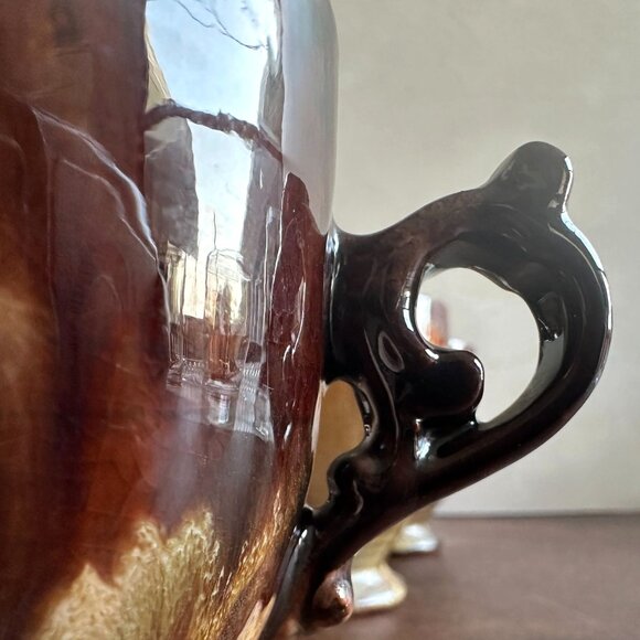 Set of 6 Brown Drip Glaze Coffee Mugs Mid Century - Picture 5 of 14